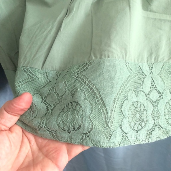 Just Fashions Now Green Peplum Blouse with Buttoned Details- l- 20” pit to pit - Picture 3 of 10